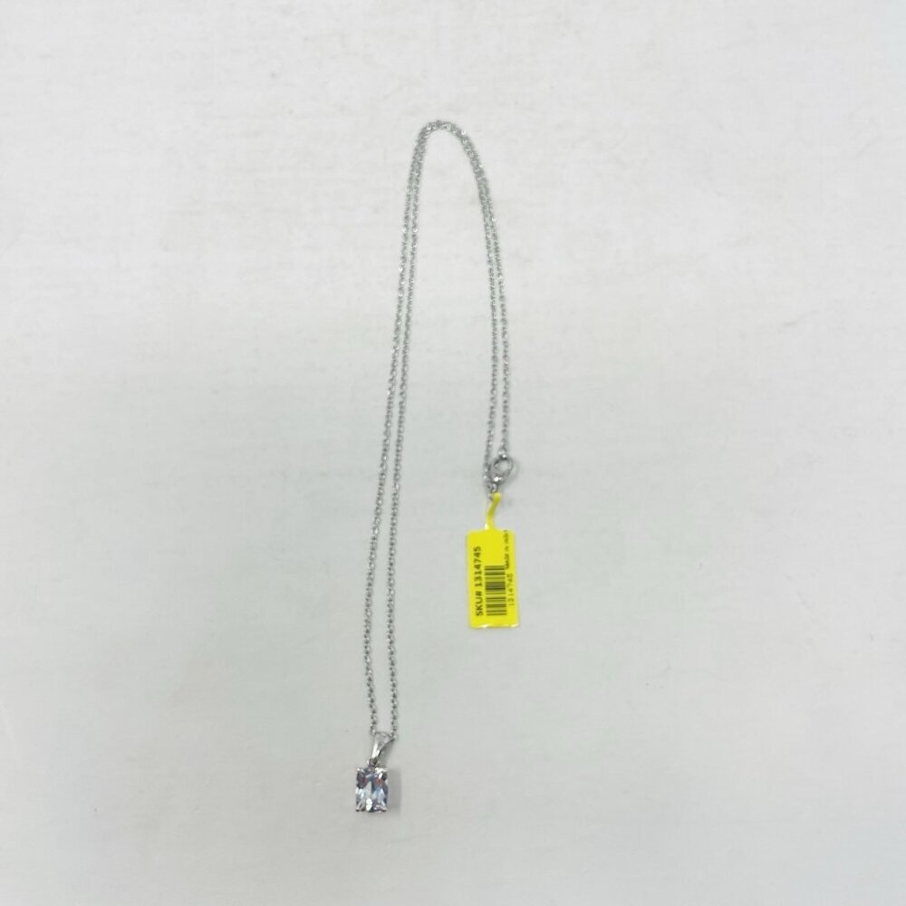 White‎ Topaz (Cush) Pendant in Sterling Silver with Stainless Steel Chain 5194